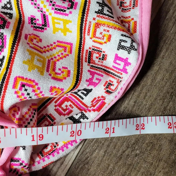 Pink Boho Thai Dress One Size Midi Tie Sides Embroidered Multi Color - Picture 16 of 16